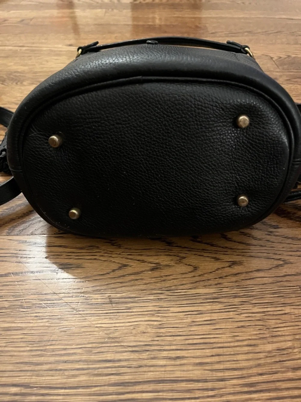 COACH Lora Bucket Bag With Whipstitch Detail Black Pebbled Leather 651